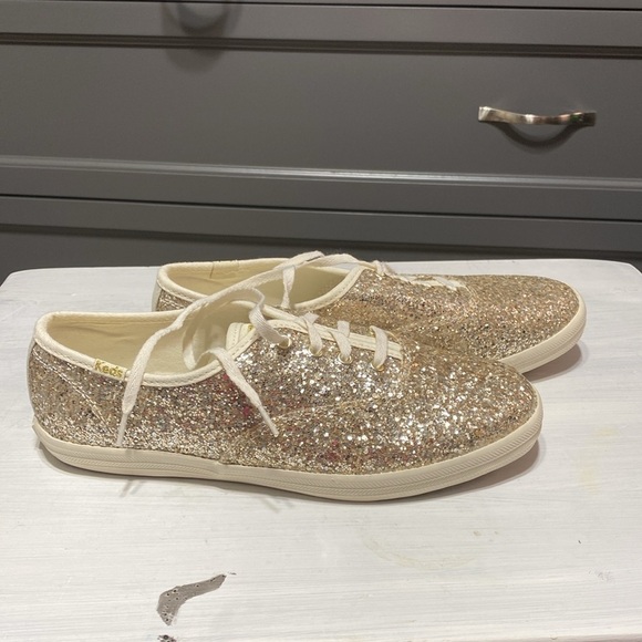 Gold glitter keds 7W womans shoes - Picture 4 of 9